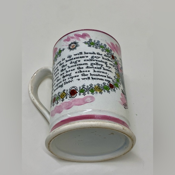 1850s Vtg Antique Crimean War Sunderland Pink Pearl Transfer Lustreware Frog Mug - Picture 8 of 16